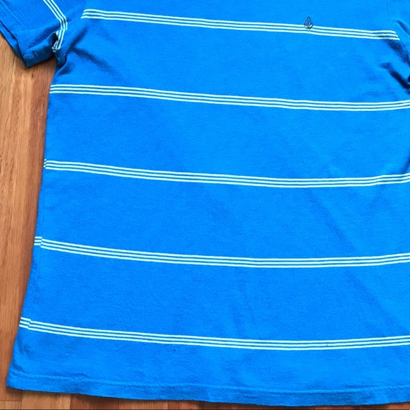 VOLCOM Striped T-shirt Mens Medium Blue and Yellow - Picture 3 of 8